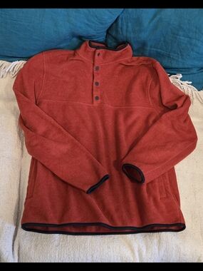 Wind River Fleece Pullover Rust Red Snap Neck Mens Size L